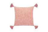 Chambray cushion with chunky tassels terracotta blush
