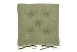Chambray seat pad with ties olive