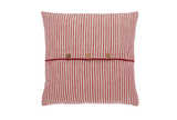 County ticking button cushion dorset red