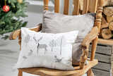 Embroidered stag cushion white