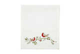 Embroidered robin runner white
