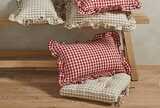 Gingham seat pad with ties natural