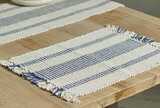Recycled cotton stripe placemat slate blue