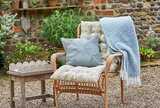 Crochet cushion pale blue
