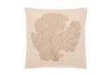 Embroidered coral cushion natural