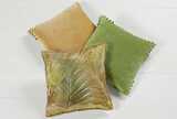 Embroidered palm cushion green
